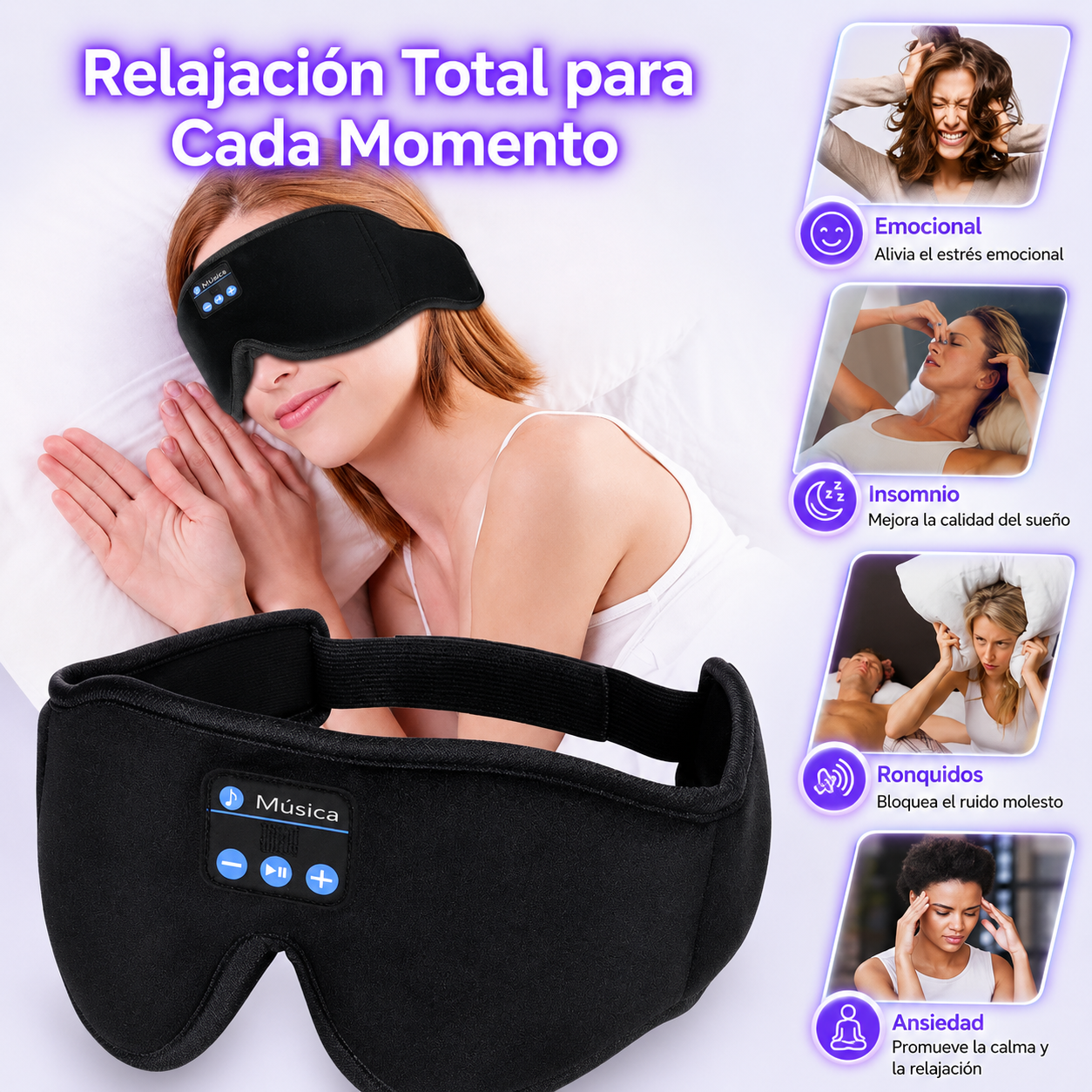 Máscara para dormir bluetooth